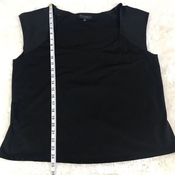 ELOQUII Black Cropped Scoop Neck Tank Top Blouse Classic Office Plus Size 22 - Picture 7 of 7